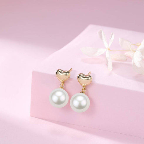 10-11mm Freshwater Pearl Heart Stud Earrings - House Of Pearls
